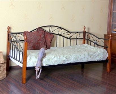 Кушетка ГЛЭДИС М (90х200) Черный металл/Темный орех — фото 1