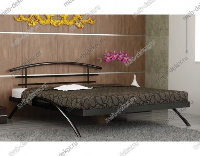 Кровать двуспальная САКУРА (160х200/металлическое основание) Коричневый бархат — фото 1