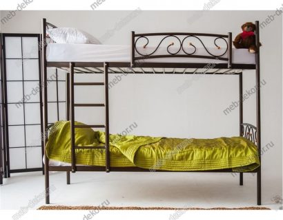 Двухъярусная кровать Валерия-DD (90х200) (КОРИЧНЕВЫЙ БАРХАТ) — фото 1