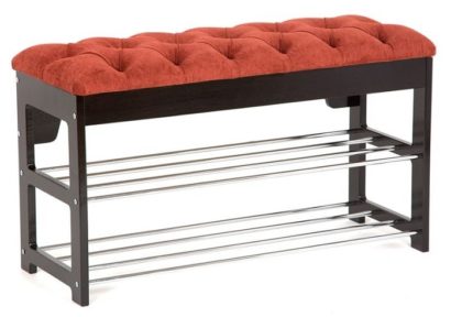 Банкетка Грейс (Венге/ткань Бордовая , каретная стяжка) — фото 1