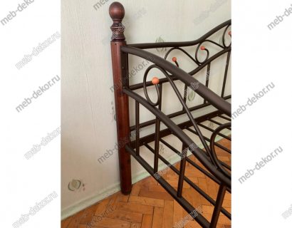Кушетка Глэдис-М Коричневый бархат/темный орех 90х200 — фото 4