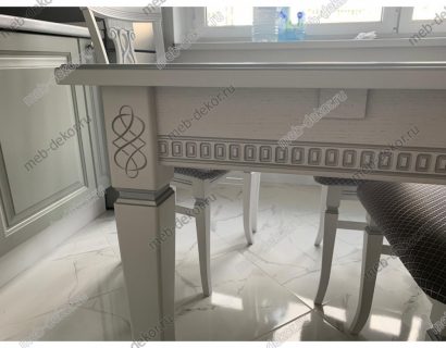 Стол обеденный раздвижной Дакота 1Р (белый/патина серебро) — фото 8