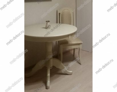 Обеденная группа стол Круглый и 4 стула Королевский (слоновая кость ткань/ Орфей 160/1) — фото 2
