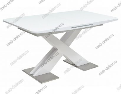 Обеденная группа CONTI 140 WHITE GLASS/STERN 1314 черный/белый (стол и 4 стула) — фото 3