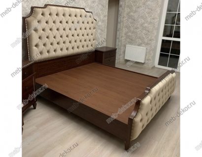MK-6800-DNS Кровать Хайди (цвет патины: серебро) 180х200 см Темный орех — фото 1