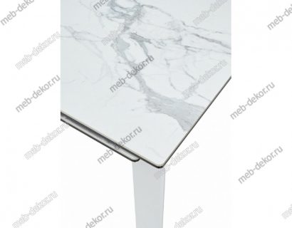 Стол КОРНЕР (CORNER) 120 цвет БЕЛЫЙ МРАМОР (HIGH GLOSS STATUARIO) керамика, стекло/ БЕЛЫЙ — фото 2