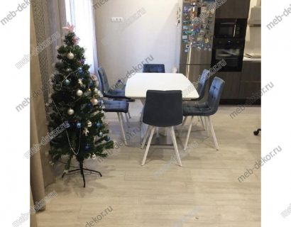 Обеденная группа FREYA 160 WHITE и 4 стула CHILLI SQUARE RU-03 синяя сталь, PU/ белый каркас — фото 6