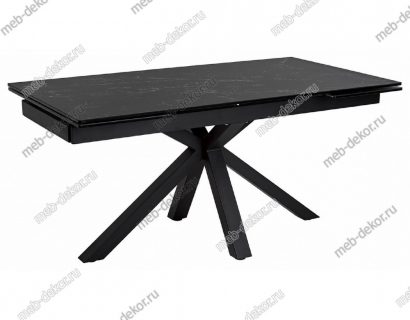 Стол ALTO 160 NERO KL-116 Черный мрамор матовый, итальянская керамика/ черный каркас — фото 1