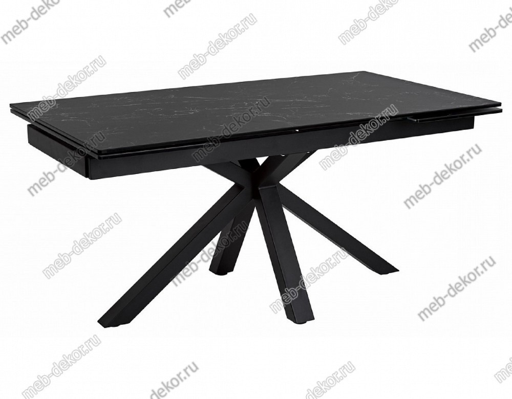 Стол ALTO 160 NERO KL-116 Черный мрамор матовый, итальянская керамика/ черный каркас