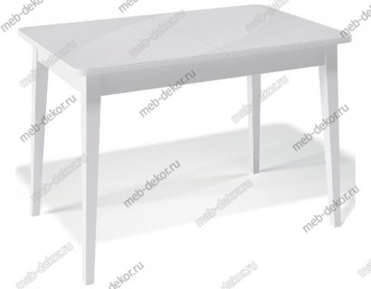 Стол обеденный 1100М белый/стекло белое глянец — фото 1