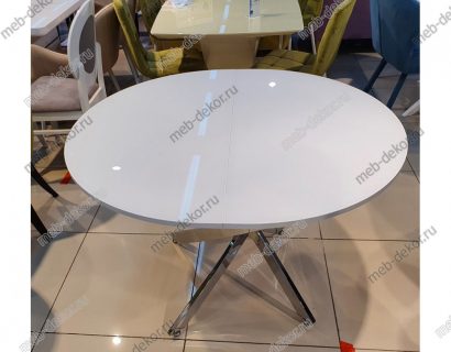 Стол обеденный R1100 хром/стекло белое глянец — фото 7