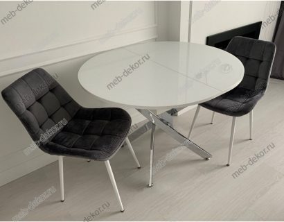 Стол обеденный R1100 хром/стекло белое глянец — фото 3