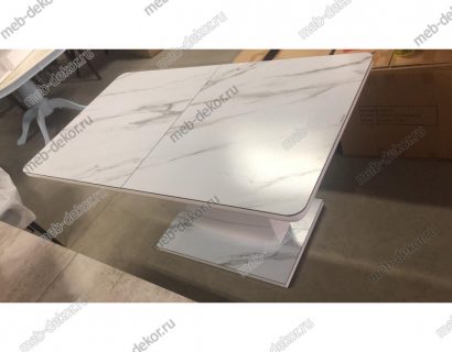 СТОЛ ALTA 140 GREY-WHITE MARBLE/ WHITE ГЛАЗУРОВАННОЕ СТЕКЛО — фото 5