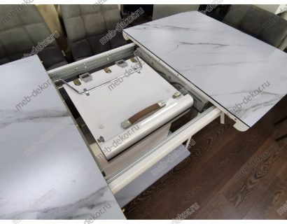 СТОЛ ALTA 140 GREY-WHITE MARBLE/ WHITE ГЛАЗУРОВАННОЕ СТЕКЛО — фото 2