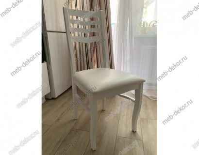 Обеденная группа Круглый и 4 стула М16 к/з кв03, белая эмаль — фото 2