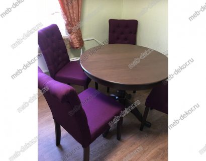 Обеденная группа Лосон шоколад и 4 стула Amelia dark walnut / fabric purple — фото 2