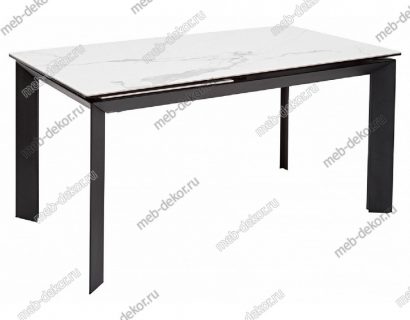 СТОЛ CREMONA 160 HIGH GLOSS STATUARIO БЕЛЫЙ МРАМОР ГЛЯНЦЕВЫЙ, КЕРАМИКА/ ЧЕРНЫЙ КАРКАС — фото 1