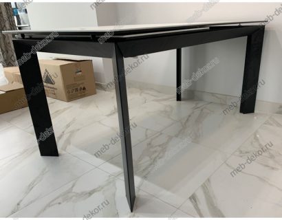 СТОЛ CREMONA 160 MATTE STATUARIO БЕЛЫЙ МРАМОР МАТОВЫЙ, КЕРАМИКА/ ЧЕРНЫЙ КАРКАС — фото 2