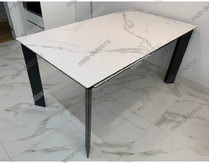 СТОЛ CREMONA 160 MATTE STATUARIO БЕЛЫЙ МРАМОР МАТОВЫЙ, КЕРАМИКА/ ЧЕРНЫЙ КАРКАС — фото 3