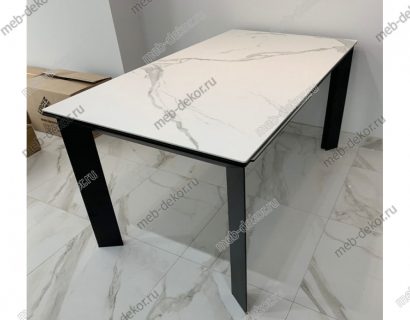 СТОЛ CREMONA 160 MATTE STATUARIO БЕЛЫЙ МРАМОР МАТОВЫЙ, КЕРАМИКА/ ЧЕРНЫЙ КАРКАС — фото 4