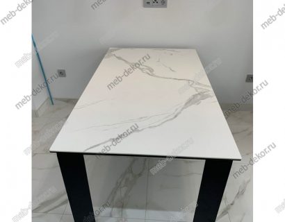 СТОЛ CREMONA 160 MATTE STATUARIO БЕЛЫЙ МРАМОР МАТОВЫЙ, КЕРАМИКА/ ЧЕРНЫЙ КАРКАС — фото 6