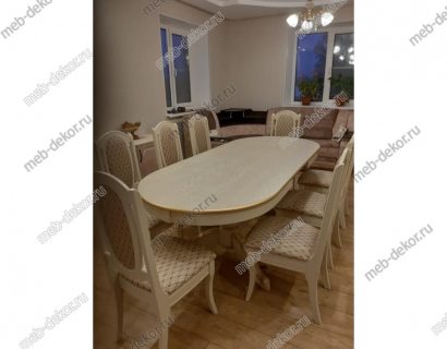 Обеденная группа Макси и 6 стульев Королевский (ткань/крапинка светлая) слоновая кость — фото 2