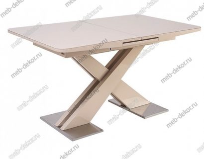 Обеденная группа CONTI 140 BEIGE GLASS и 4 стула CHILLI SQUARE RU-09 СЕРО-БЕЖЕВЫЙ ВИНТАЖ, PU/ БЕЛЫЙ — фото 4