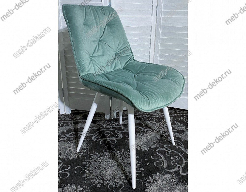 Стул MONACO UF910-15 LIGHT GREEN, велюр/белый каркас