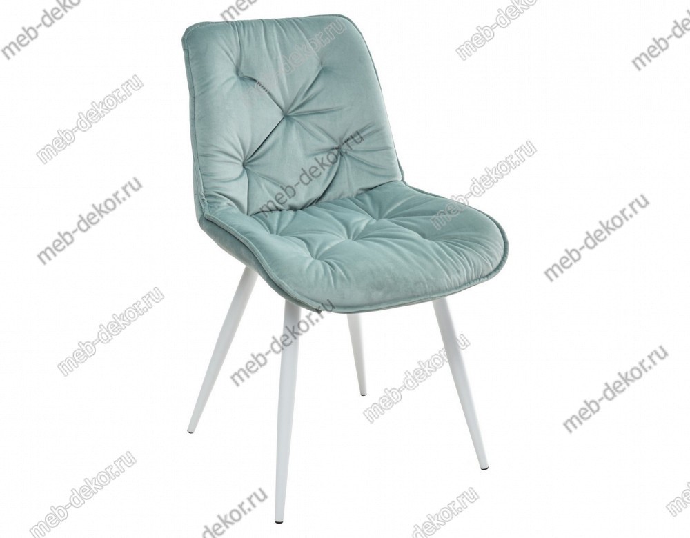Стул MONACO UF910-15 LIGHT GREEN, велюр/белый каркас