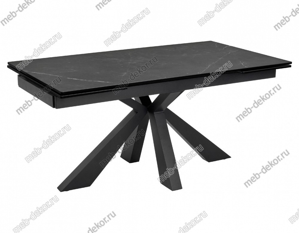 Стол ALEZIO 160 KL-135 Темно-коричневый мрамор матовый, итальянская керамика/ BLACK