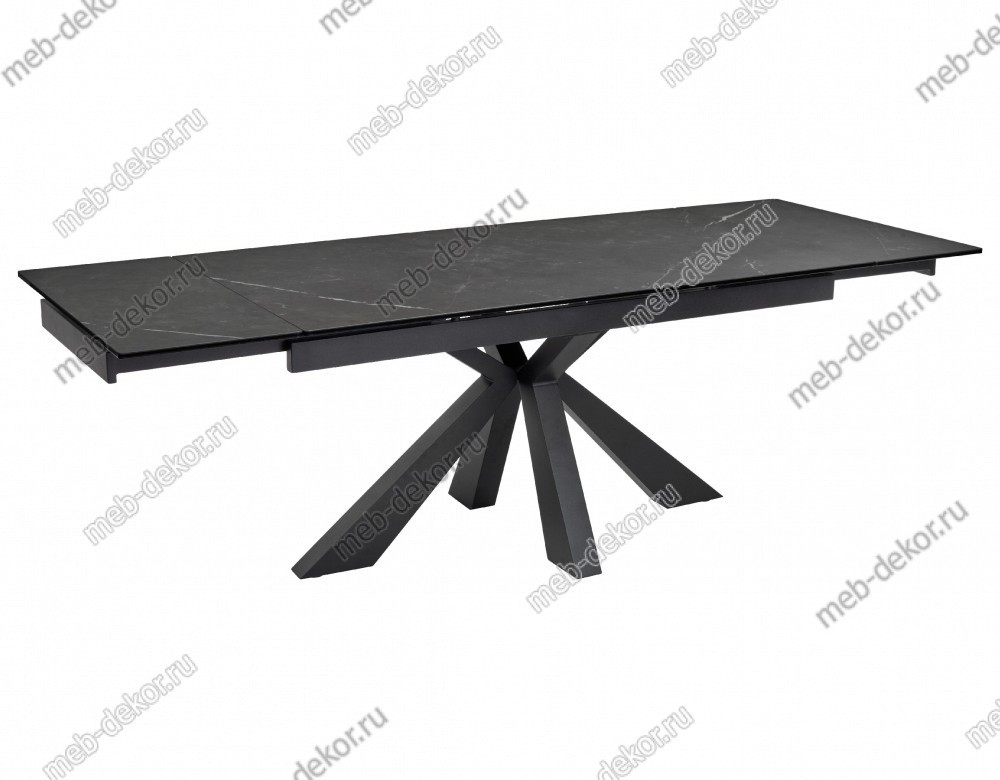 Стол ALEZIO 160 KL-135 Темно-коричневый мрамор матовый, итальянская керамика/ BLACK