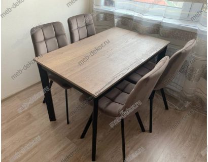 Обеденная группа L111 дуб галифакс и 4 стула CHILLI SQUARE BLUVEL-38 LATTE, велюр — фото 1