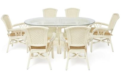 Комплект обеденный Андреа Гранд (Grand Andrea Elephant Ivory) нат. ротанг (TCH White) — фото 1