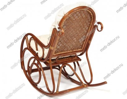 Кресло-качалка из натурального ротанга Milano + подушка (Pecan (орех)) — фото 4