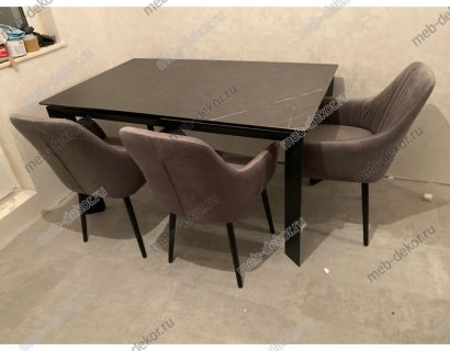 Стол CREMONA 140 KL-135 Темно-серый мрамор матовый / черный каркас — фото 3