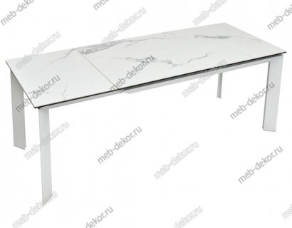 Стол CREMONA 160 HIGH GLOSS STATUARIO Белый мрамор глянцевый, керамика/ белый каркас — фото 6