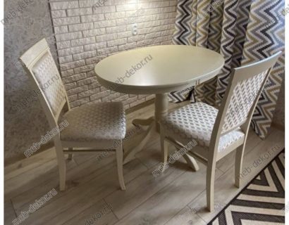 Обеденная группа Романс и 4 стула М17, ткань 36 слоновая кость — фото 1