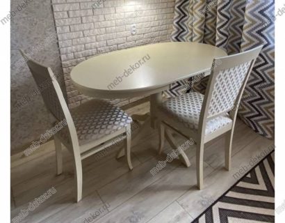 Обеденная группа Романс и 4 стула М17, ткань 36 слоновая кость — фото 2
