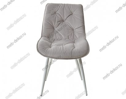 Стул MONACO UF910-02 LIGHT GREY, велюр/белый каркас — фото 3