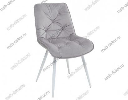 Стул MONACO UF910-02 LIGHT GREY, велюр/белый каркас — фото 1