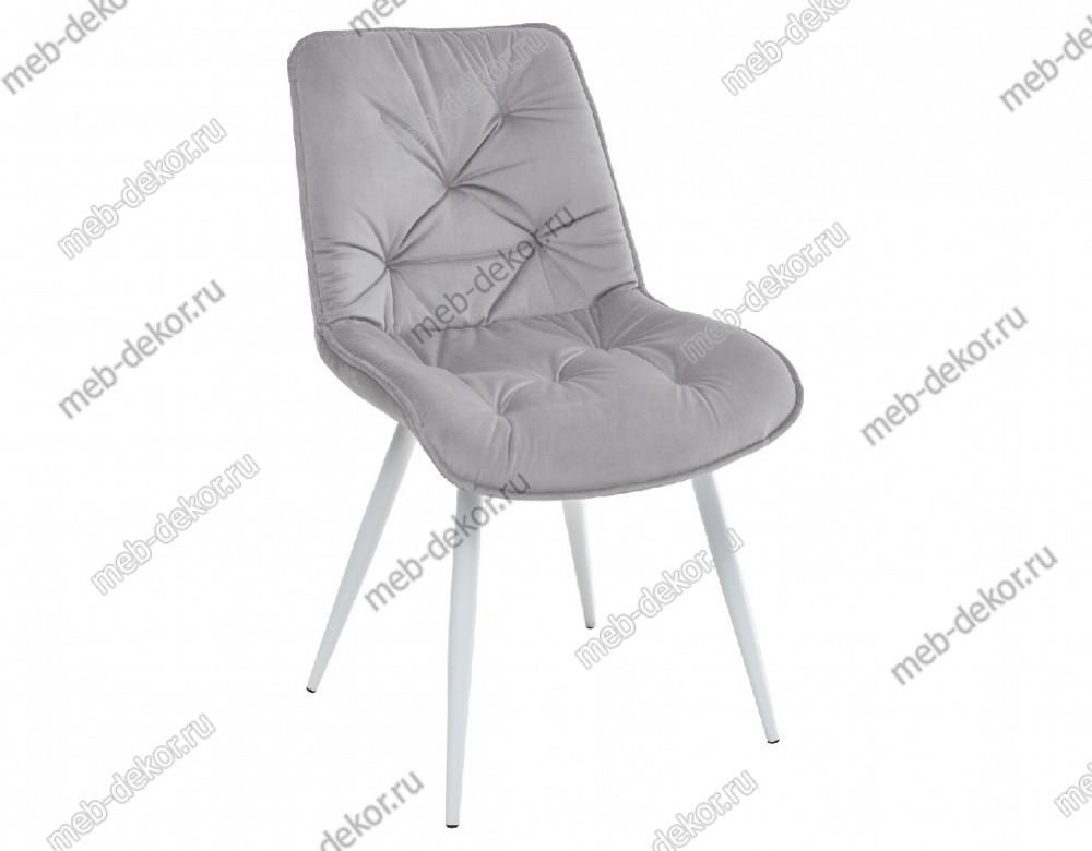 Стул MONACO UF910-02 LIGHT GREY, велюр/белый каркас