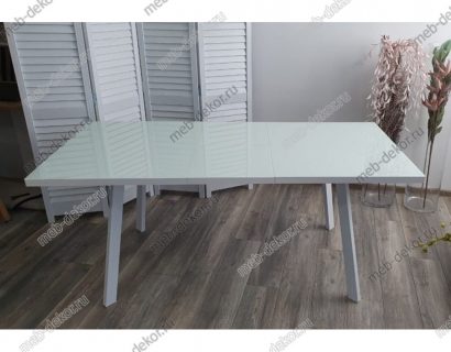 Стол ФИН 140 Белый, стекло/ Белый каркас — фото 2