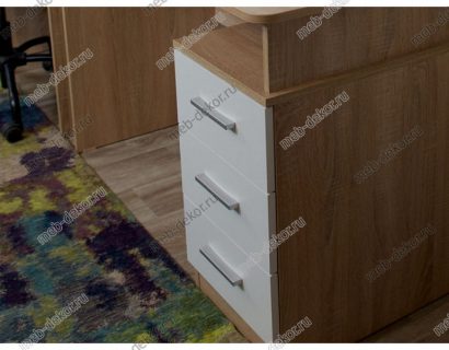 Стол Гарвард эргономик 130 3ящ ЛВ, Дуб сонома/Белый — фото 3