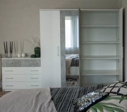 Шкаф Аврора 4дв, Белый/Ателье светлый — фото 7