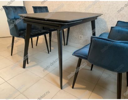 Стол ELIOT 120 MATT BLACK MARBLE SINTERED STONE/ BLACK — фото 3