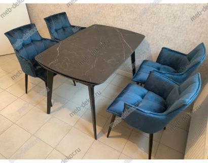 Стол ELIOT 120 MATT BLACK MARBLE SINTERED STONE/ BLACK — фото 2