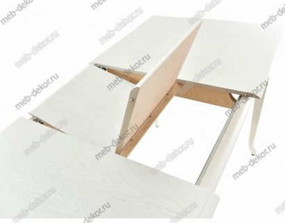 Обеденная группа Кабриоль 120 и 4 стула Коломбо-2, Тон 9 (Эмаль белая), Нитро крем кожзам — фото 3