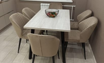 Обеденная группа H140 сосна касцина и 4 стула Kosta beige — фото 4
