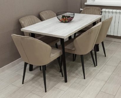 Обеденная группа H140 сосна касцина и 4 стула Kosta beige — фото 1