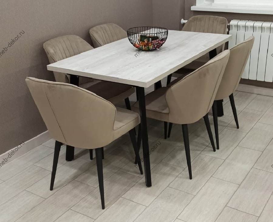 Обеденная группа H140 сосна касцина и 4 стула Kosta beige